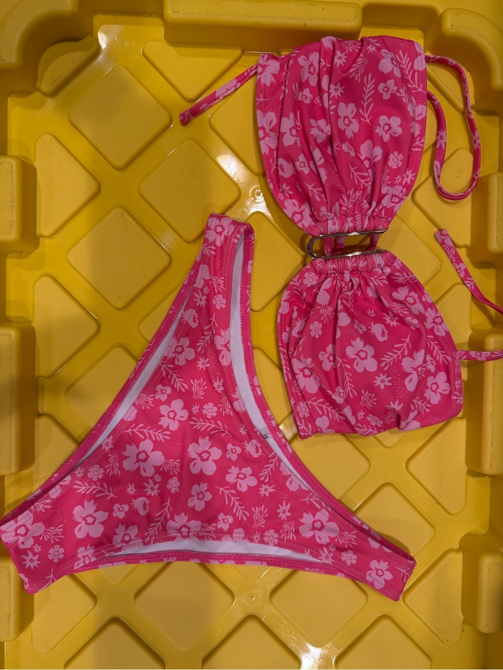 Zanful Pink Floral Bikini Set - Bright Pink Two-Piece Swim